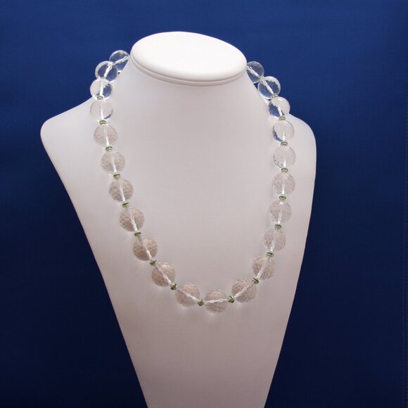 Vintage Quartz Crystal and Peridot CZ Necklace - Picture 2 of 5